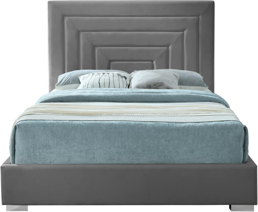 Nora Grey Velvet King Bed