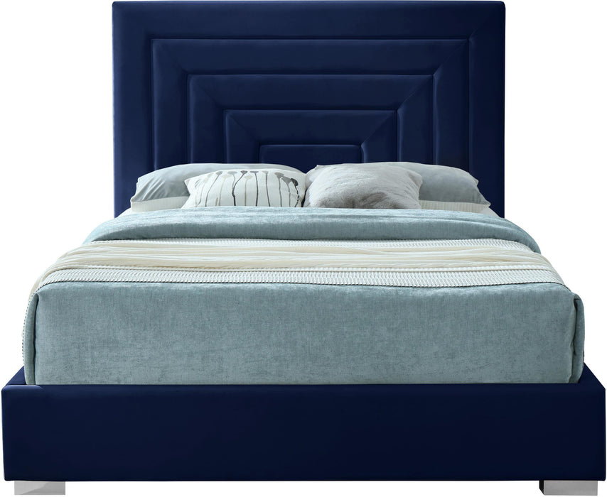 Nora Navy Velvet Queen Bed