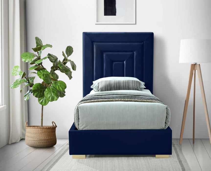 Nora Navy Velvet Twin Bed