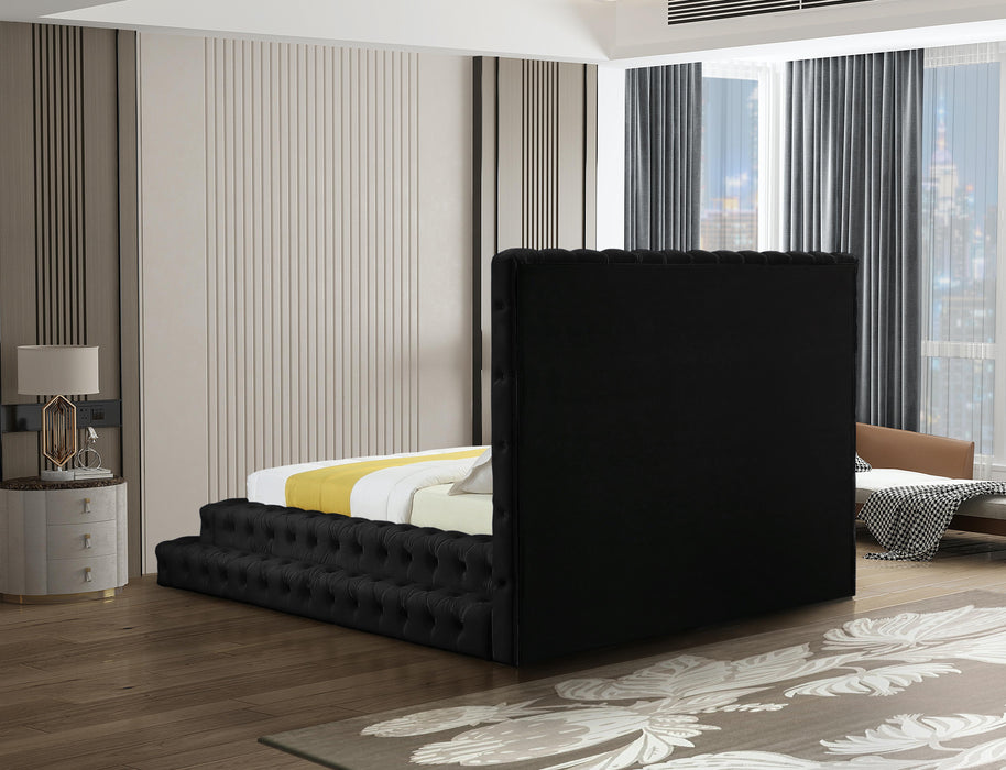 Revel Black Velvet Queen Bed (3 Boxes)