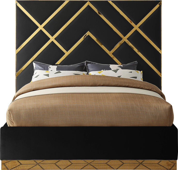 Vector Black Velvet Queen Bed