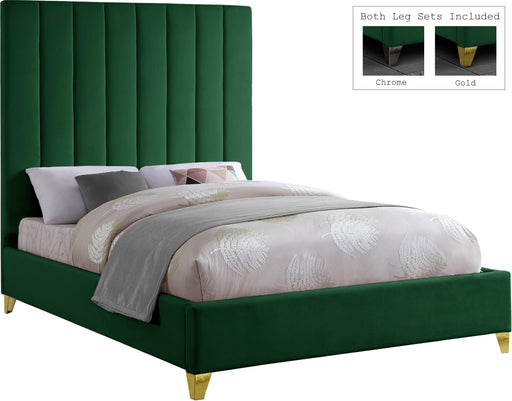 Via Green Velvet King Bed - Home And Beyond