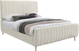 Zara Cream Velvet Queen Bed (3 Boxes) - Home And Beyond