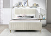 Zara Cream Velvet Queen Bed (3 Boxes) - Home And Beyond