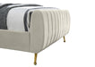 Zara Cream Velvet Queen Bed (3 Boxes) - Home And Beyond
