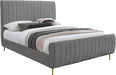 Zara Grey Velvet Queen Bed (3 Boxes) - Home And Beyond