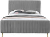 Zara Grey Velvet Queen Bed (3 Boxes) - Home And Beyond