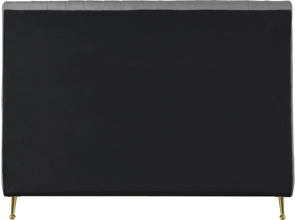 Zara Grey Velvet Queen Bed (3 Boxes) - Home And Beyond