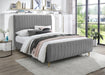 Zara Grey Velvet Queen Bed (3 Boxes) - Home And Beyond