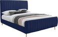 Zara Navy Velvet Queen Bed (3 Boxes) - Home And Beyond