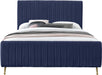 Zara Navy Velvet Queen Bed (3 Boxes) - Home And Beyond
