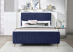 Zara Navy Velvet Queen Bed (3 Boxes) - Home And Beyond