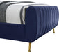Zara Navy Velvet Queen Bed (3 Boxes) - Home And Beyond