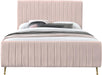 Zara Pink Velvet Queen Bed (3 Boxes) - Home And Beyond