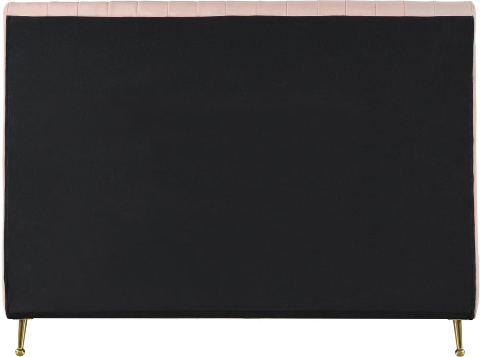 Zara Pink Velvet Queen Bed (3 Boxes) - Home And Beyond