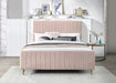 Zara Pink Velvet Queen Bed (3 Boxes) - Home And Beyond