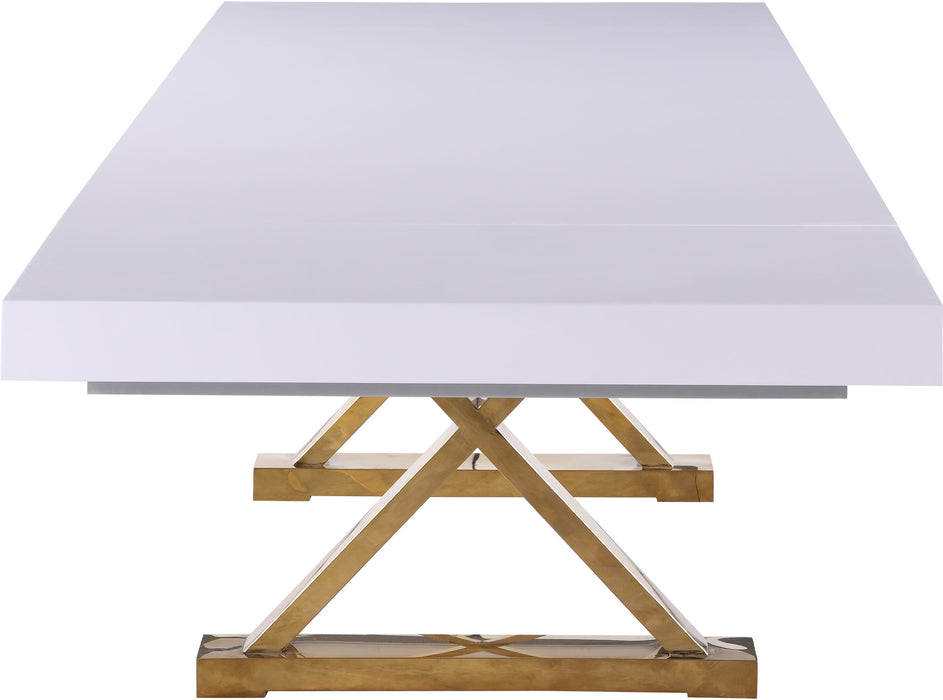 Excel White Lacquer Extendable Dining Table (3 Boxes) - Home And Beyond
