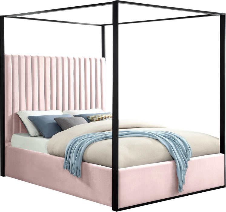 Jax Pink Velvet Queen Bed - Home And Beyond