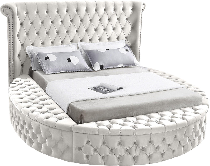 Luxus Cream Velvet Queen Bed (3 Boxes)