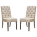 Set of Two Napa Tufted Dining Side Chairs in Sand Linen Fabric with Wood Legs in Grey Oak Finish by Diamond Sofa image