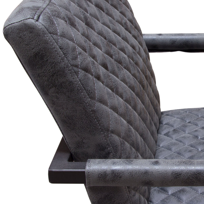 Nolan 2-Pack Dining Chairs in Charcoal Diamond Tufted Leatherette on Charcoal Powder Coat Frame by Diamond Sofa