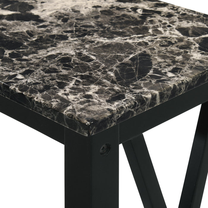 EDEN CHAIRSIDE TABLE-BLACK W/FAUX MARBLE TOP