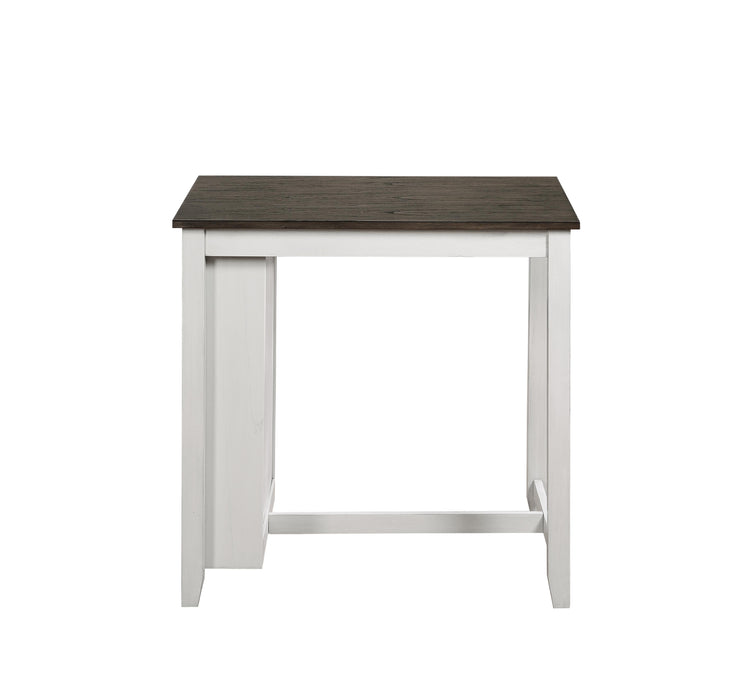 HESTON 36" STORAGE COUNTER TABLE SET W/2 CHAIRS-WHITE/GRAY