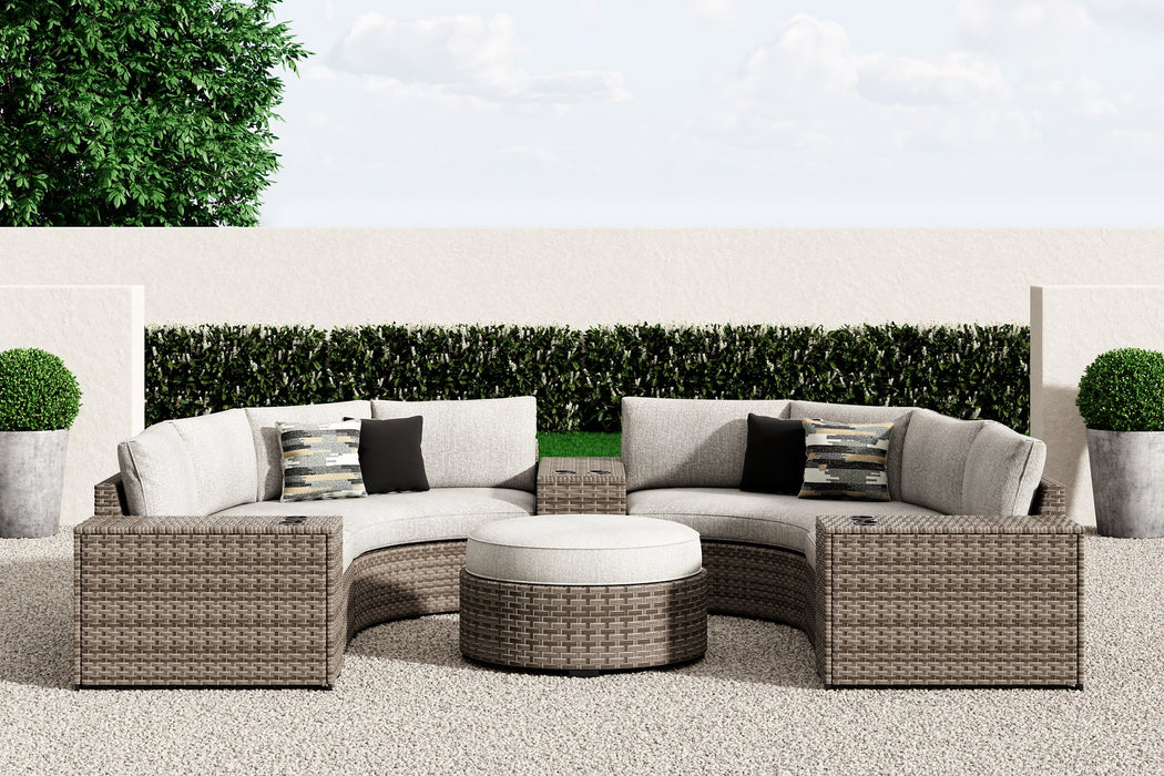 Calworth Outdoor Sectional with Ottoman - Home And Beyond