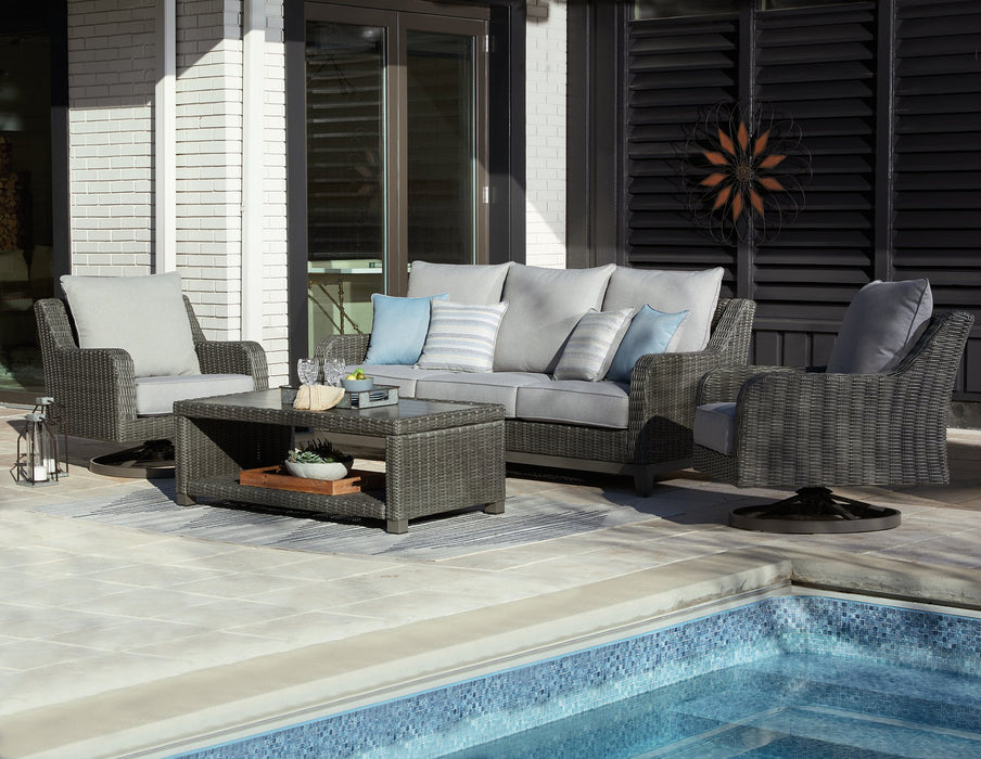 Elite Park Outdoor Sofa, Lounge Chairs and Cocktail Table - Home And Beyond