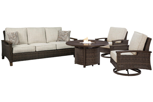 Paradise Trail Outdoor Sofa, Lounge Chairs and Fire Pit Table - Home And Beyond