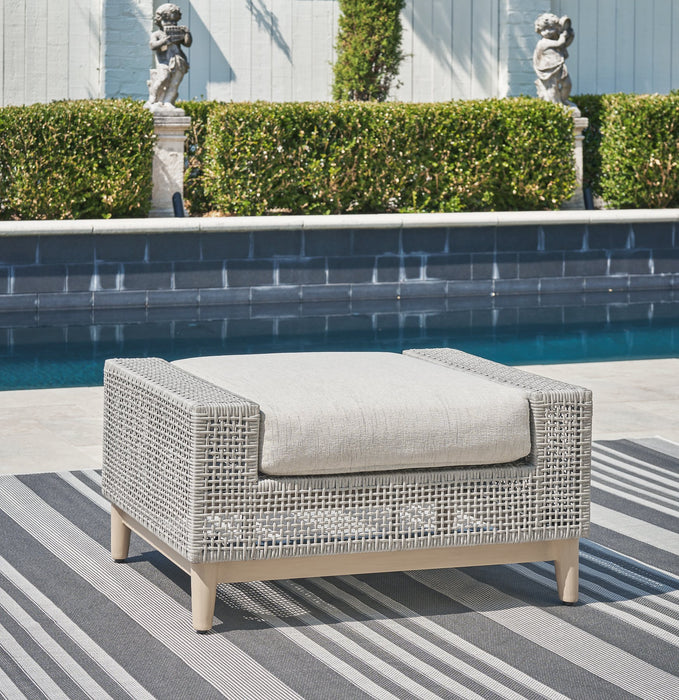 Seton Creek Outdoor Ottoman with Cushion - Home And Beyond