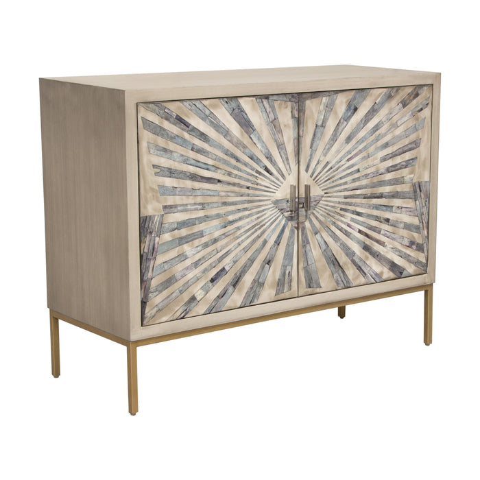 Prisma 2-Door Accent Cabinet w/ Dyed Bone Inlay Sunburst w/ Brass Legs by Diamond Sofa