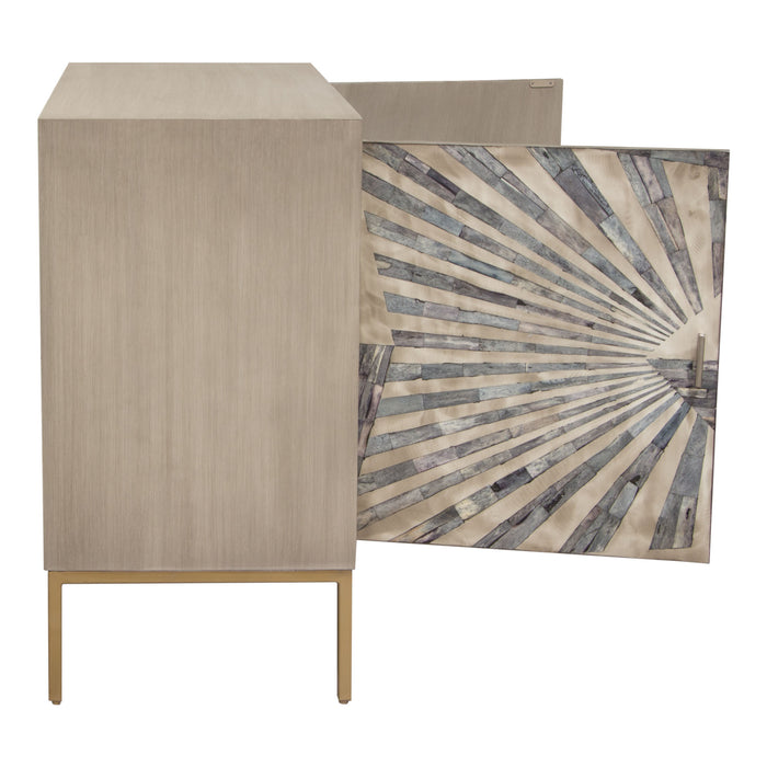 Prisma 2-Door Accent Cabinet w/ Dyed Bone Inlay Sunburst w/ Brass Legs by Diamond Sofa