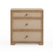 Laurentis 23.5" Light Taupe Suede and Wood 3-Drawer Nightstand - Home And Beyond