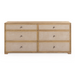 Laurentis 64" Light Taupe Suede and Wood 6-Drawer Dresser - Home And Beyond
