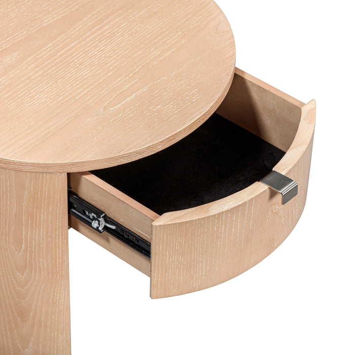 Marlow 19" Wood Round Nightstand With Drawer - Home And Beyond