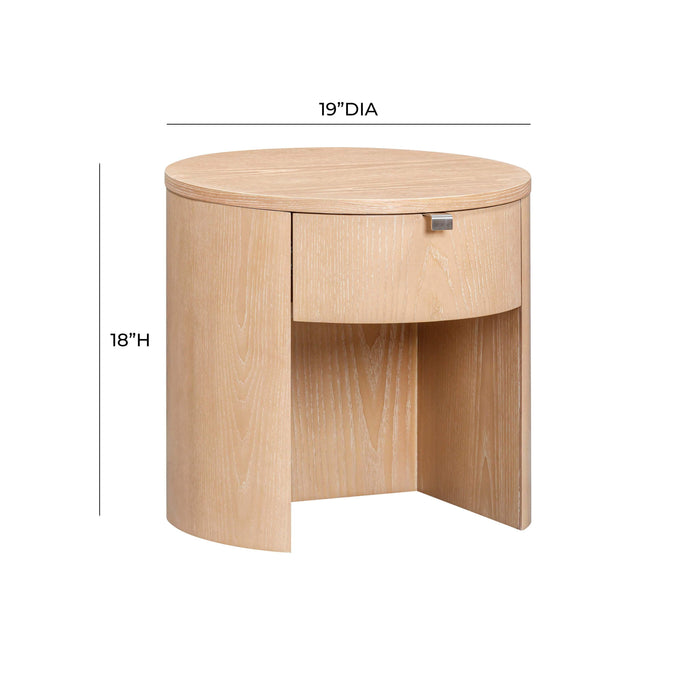Marlow 19" Wood Round Nightstand With Drawer - Home And Beyond