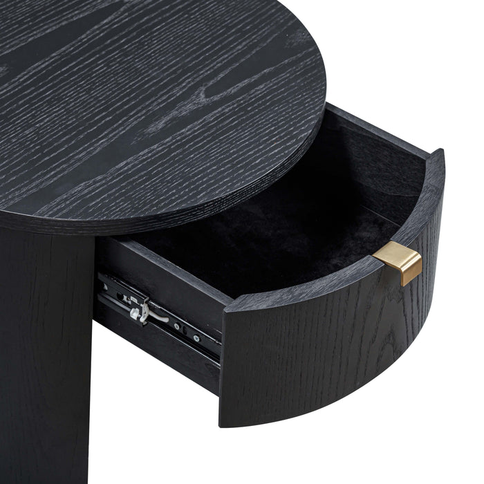 Marlow 19" Wood Round Nightstand With Drawer - Home And Beyond