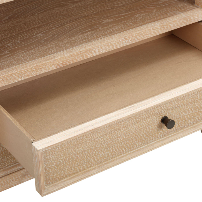 Bristol Park 30" Whitewashed Oak Wood 2-Drawer Nightstand - Home And Beyond