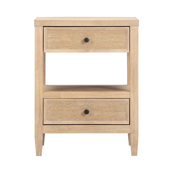 Bristol Park 20" Whitewashed Oak Wood 2-Drawer Nightstand - Home And Beyond