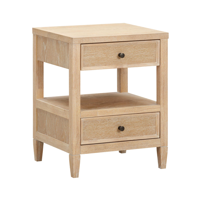 Bristol Park 20" Whitewashed Oak Wood 2-Drawer Nightstand - Home And Beyond