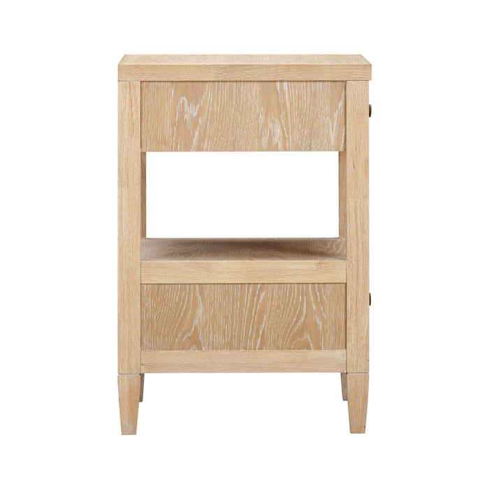 Bristol Park 20" Whitewashed Oak Wood 2-Drawer Nightstand - Home And Beyond