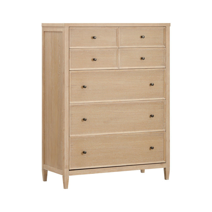 Bristol Park 40" Whitewashed Oak Wood 7-Drawer Chest - Home And Beyond