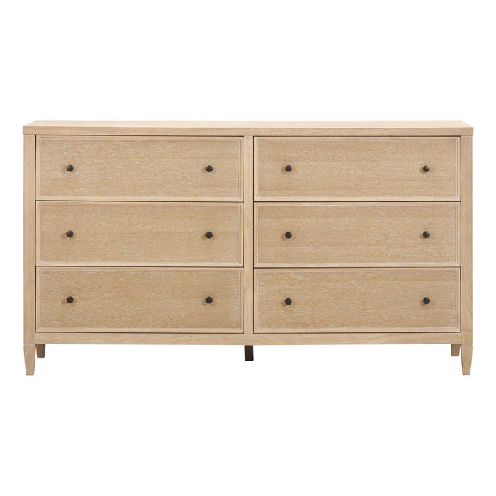 Bristol Park 62" Whitewashed Oak Wood 6-Drawer Dresser - Home And Beyond