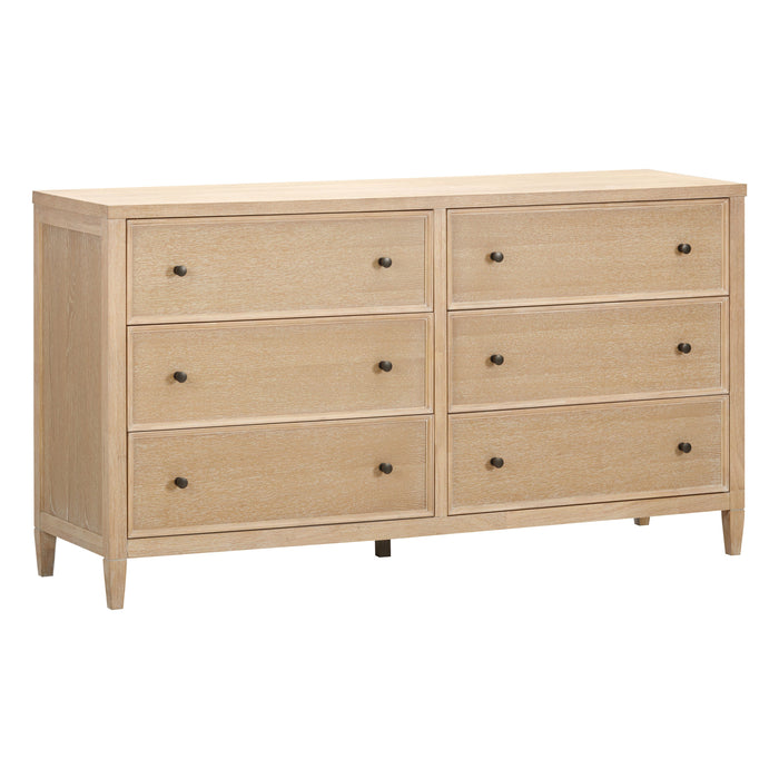 Bristol Park 62" Whitewashed Oak Wood 6-Drawer Dresser - Home And Beyond