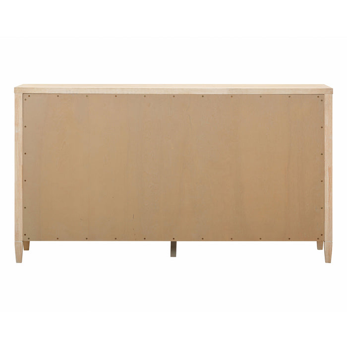 Bristol Park 62" Whitewashed Oak Wood 6-Drawer Dresser - Home And Beyond