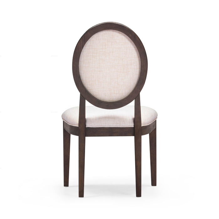 Mila Dark Brown and Beige Performance Fabric Dining Chair - Set of 2 - Home And Beyond