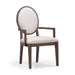Mila Dark Brown and Beige Performance Fabric Dining Armchair - Home And Beyond