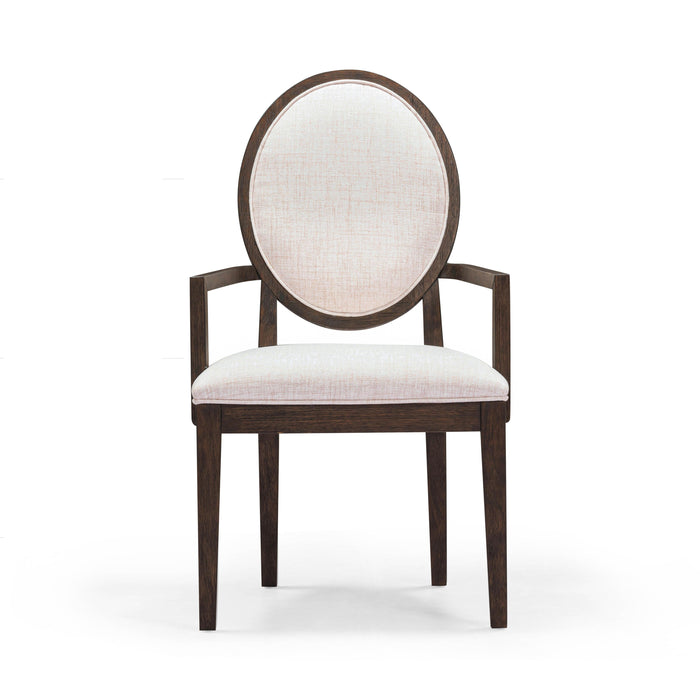 Mila Dark Brown and Beige Performance Fabric Dining Armchair - Home And Beyond