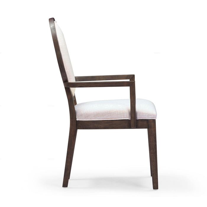 Mila Dark Brown and Beige Performance Fabric Dining Armchair - Home And Beyond